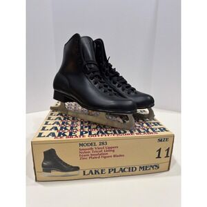 Lake Placid Mens Model 283 Figure Skates Black Size 11 CCM Aerflyte Blades Box
